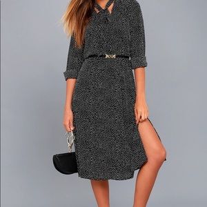 Lulus Black Polka Dot Midi Dress